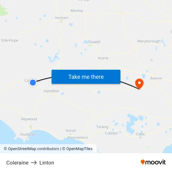 Coleraine to Linton map
