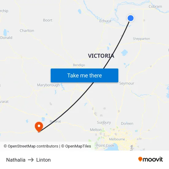 Nathalia to Linton map