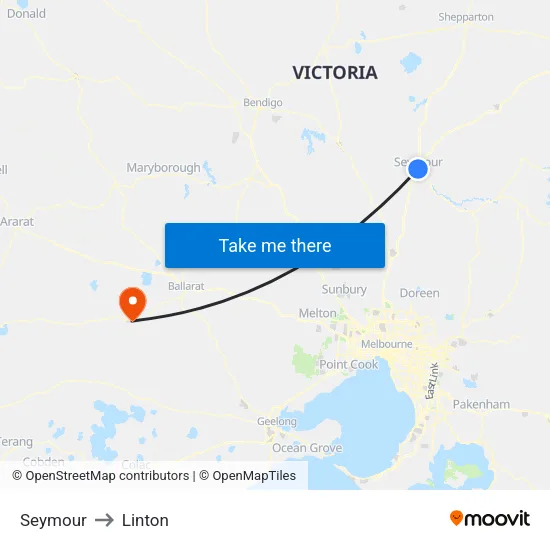 Seymour to Linton map
