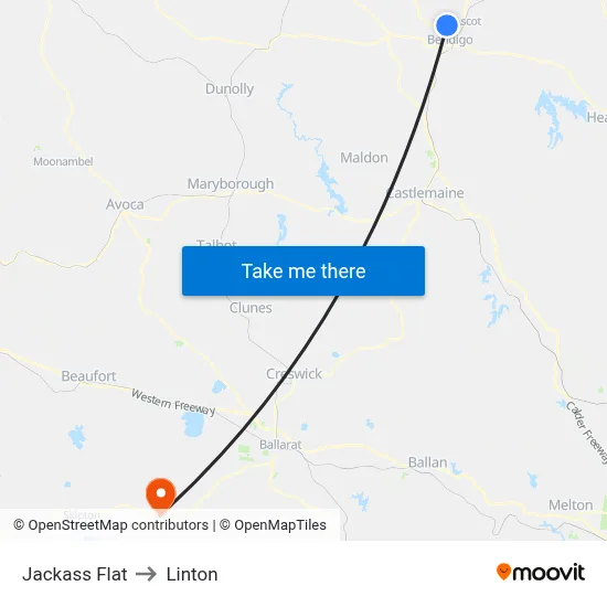 Jackass Flat to Linton map