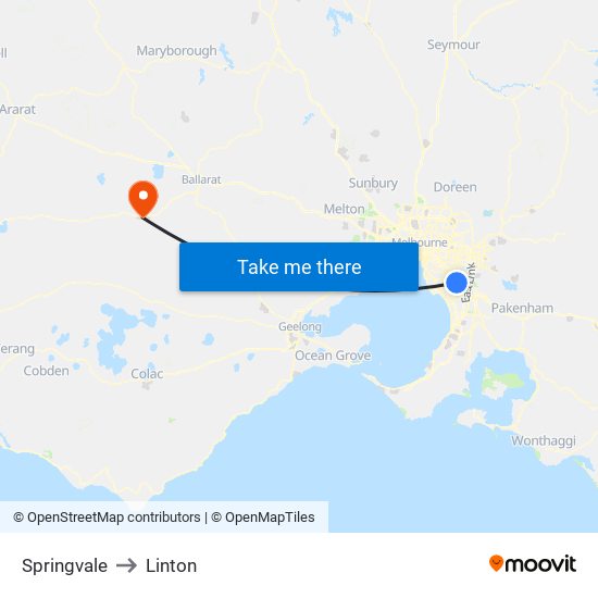 Springvale to Linton map