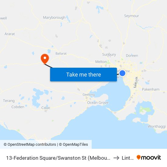 13-Federation Square/Swanston St (Melbourne City) to Linton map