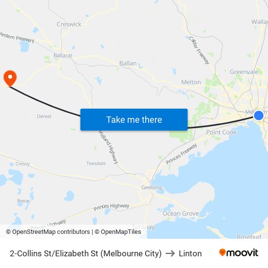 2-Collins St/Elizabeth St (Melbourne City) to Linton map