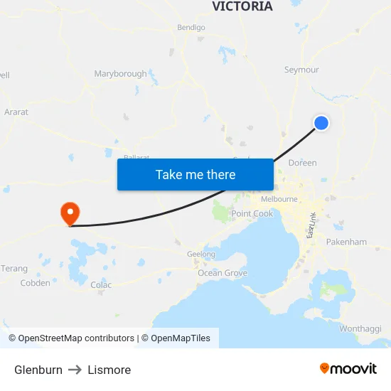 Glenburn to Lismore map