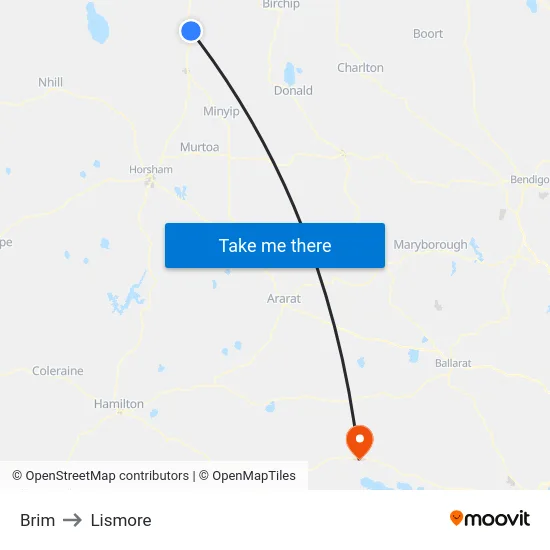 Brim to Lismore map