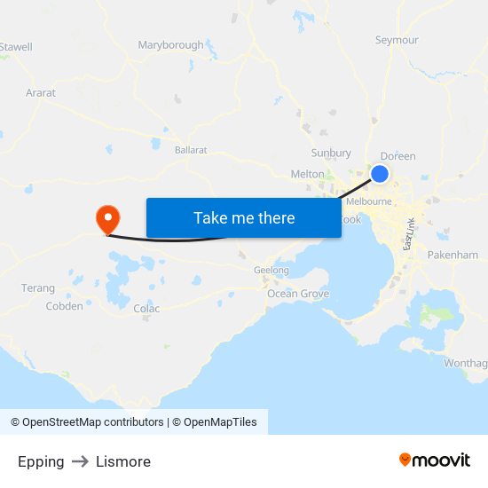 Epping to Lismore map