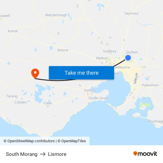 South Morang to Lismore map