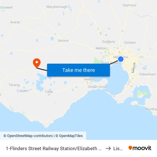 1-Flinders Street Railway Station/Elizabeth St (Melbourne City) to Lismore map