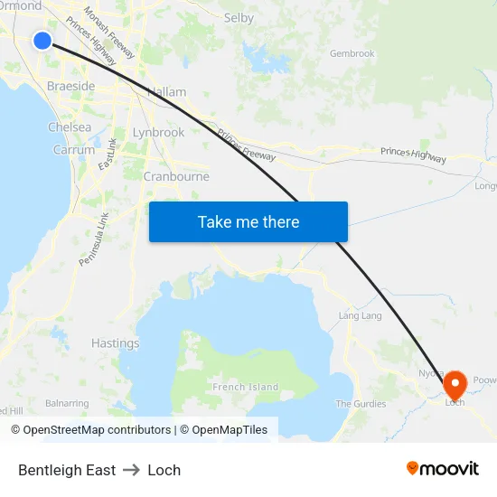 Bentleigh East to Loch map