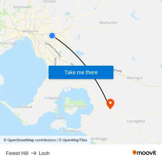 Forest Hill to Loch map