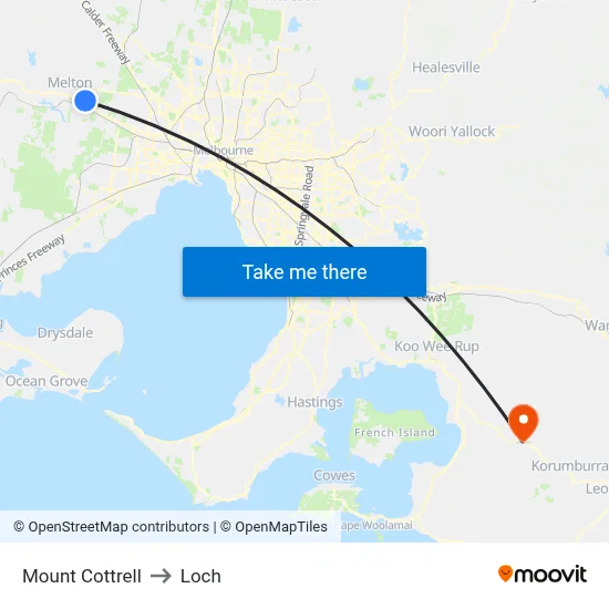 Mount Cottrell to Loch map