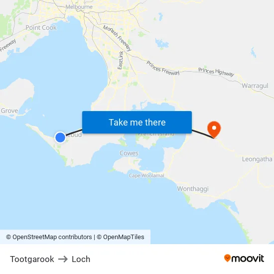 Tootgarook to Loch map