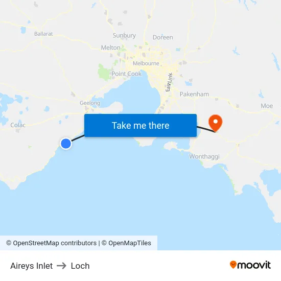 Aireys Inlet to Loch map