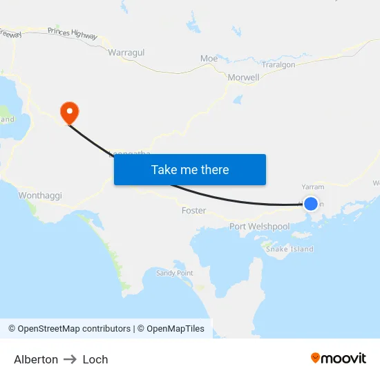 Alberton to Loch map
