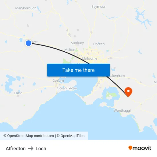 Alfredton to Loch map