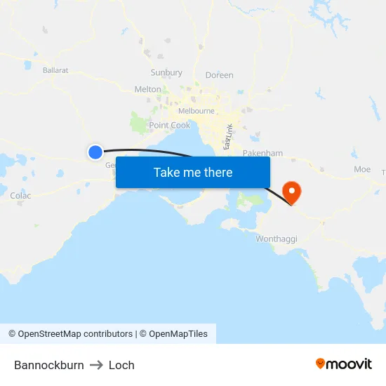 Bannockburn to Loch map