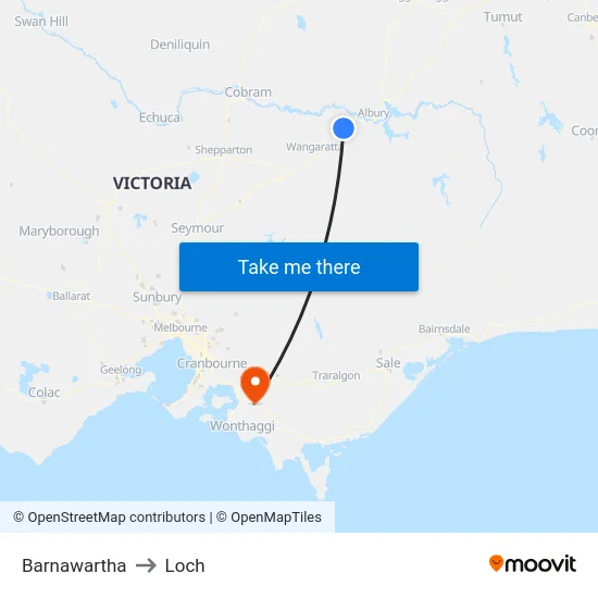 Barnawartha to Loch map