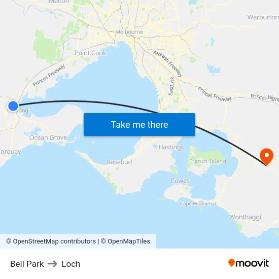 Bell Park to Loch map