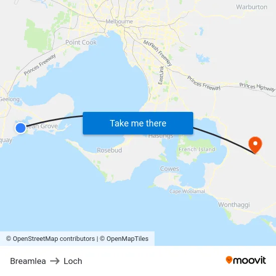 Breamlea to Loch map