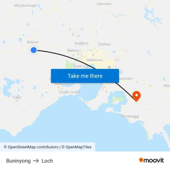 Buninyong to Loch map