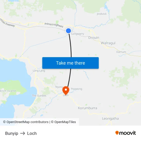 Bunyip to Loch map