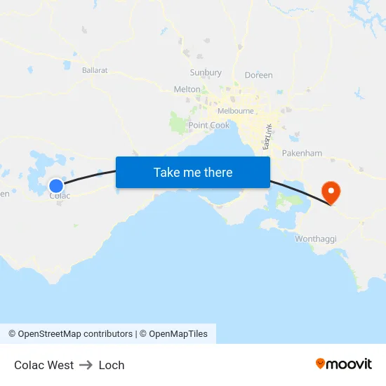 Colac West to Loch map