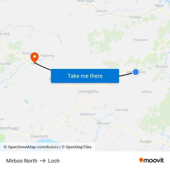 Mirboo North to Loch map