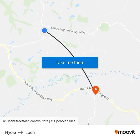 Nyora to Loch map