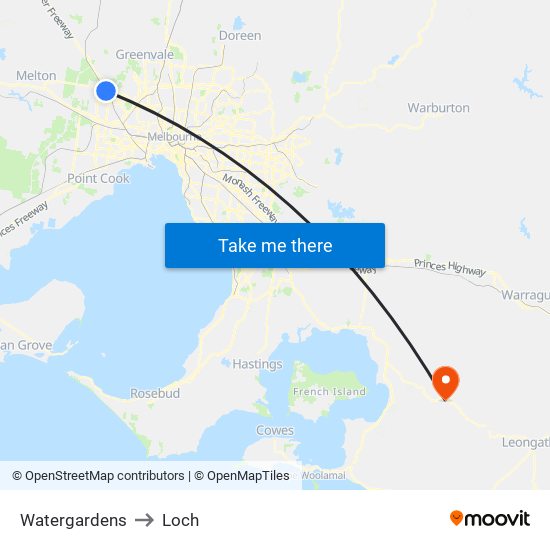 Watergardens to Loch map