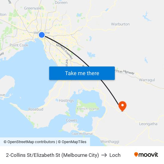 2-Collins St/Elizabeth St (Melbourne City) to Loch map