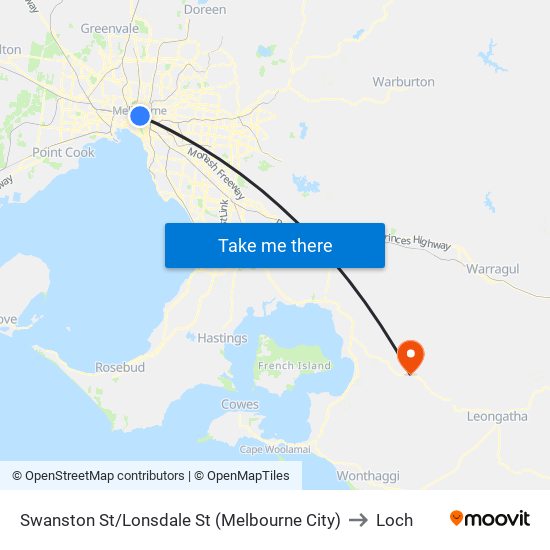 Swanston St/Lonsdale St (Melbourne City) to Loch map