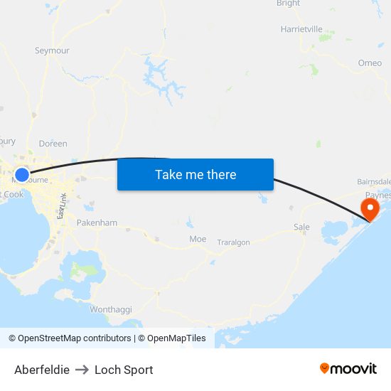 Aberfeldie to Loch Sport map