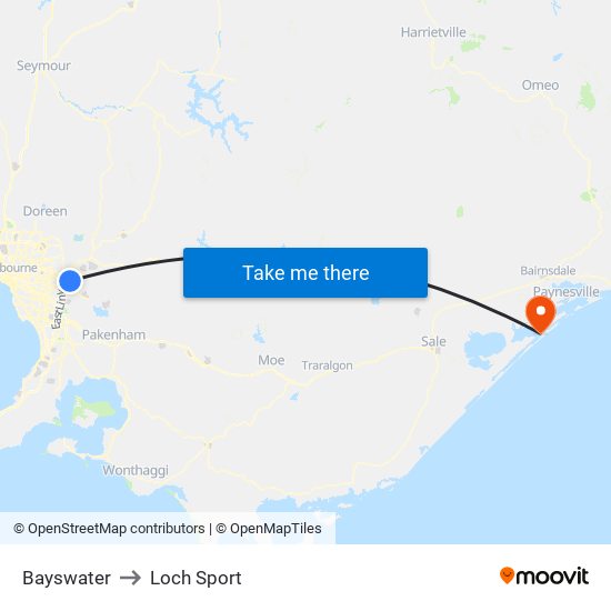 Bayswater to Loch Sport map