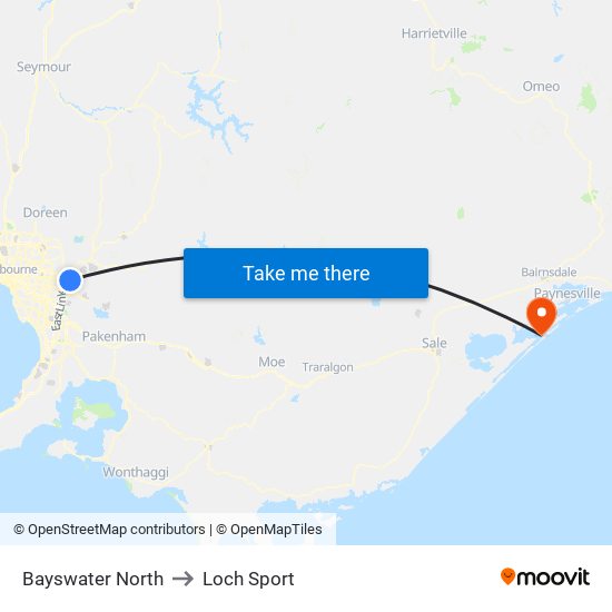 Bayswater North to Loch Sport map