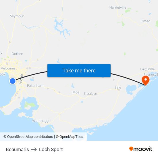 Beaumaris to Loch Sport map