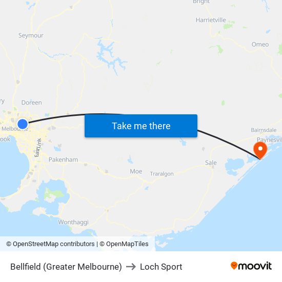 Bellfield (Greater Melbourne) to Loch Sport map