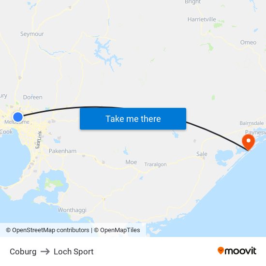 Coburg to Loch Sport map