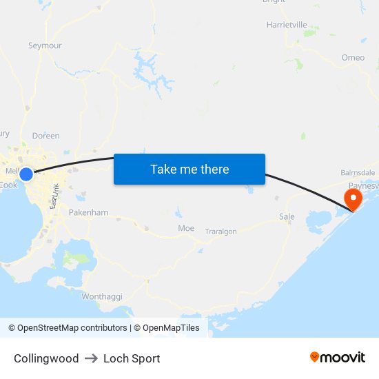 Collingwood to Loch Sport map