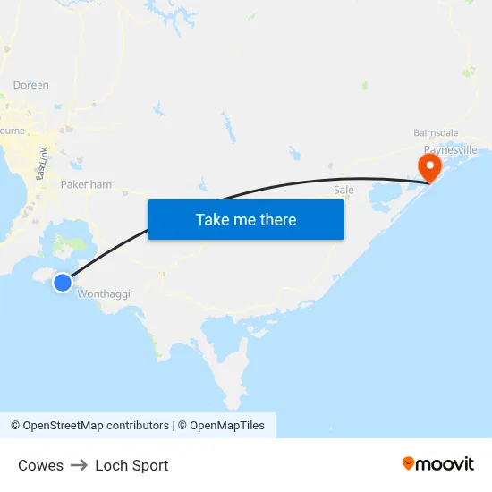 Cowes to Loch Sport map