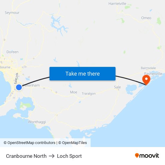 Cranbourne North to Loch Sport map