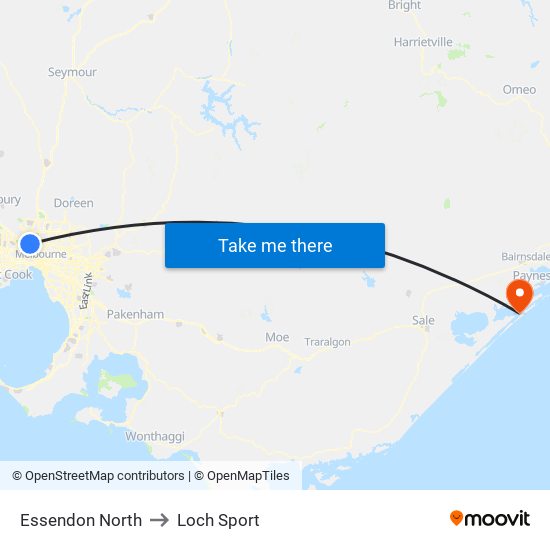 Essendon North to Loch Sport map