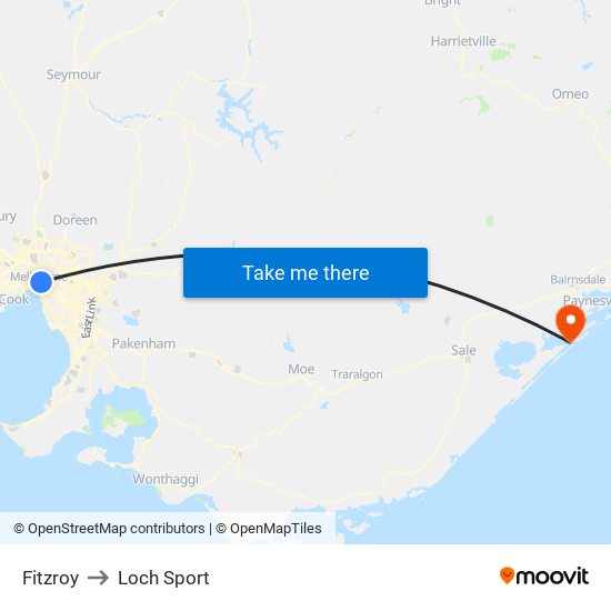 Fitzroy to Loch Sport map