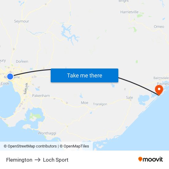 Flemington to Loch Sport map