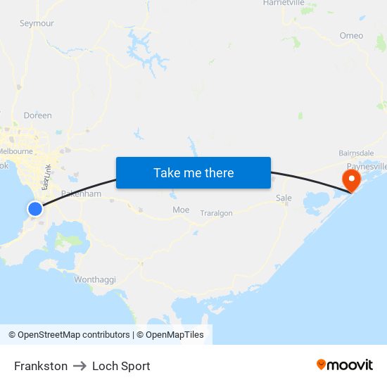 Frankston to Loch Sport map