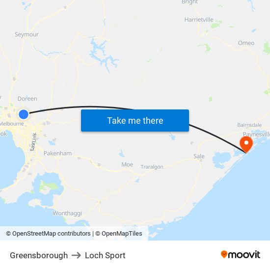 Greensborough to Loch Sport map