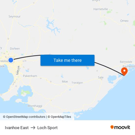 Ivanhoe East to Loch Sport map