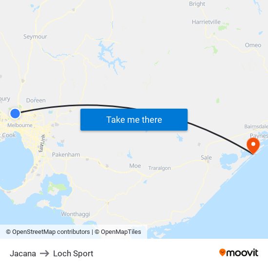 Jacana to Loch Sport map