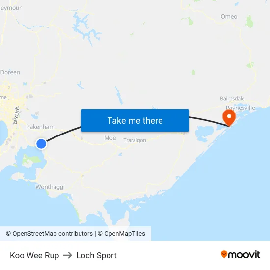 Koo Wee Rup to Loch Sport map