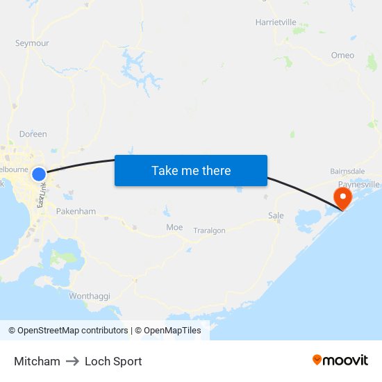 Mitcham to Loch Sport map