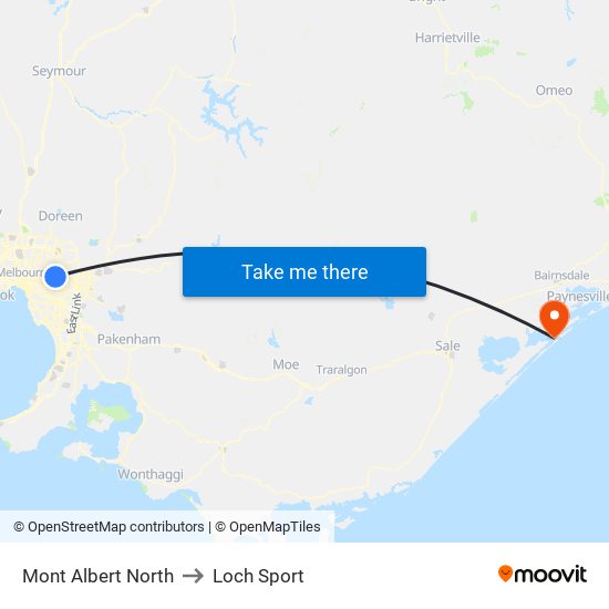 Mont Albert North to Loch Sport map